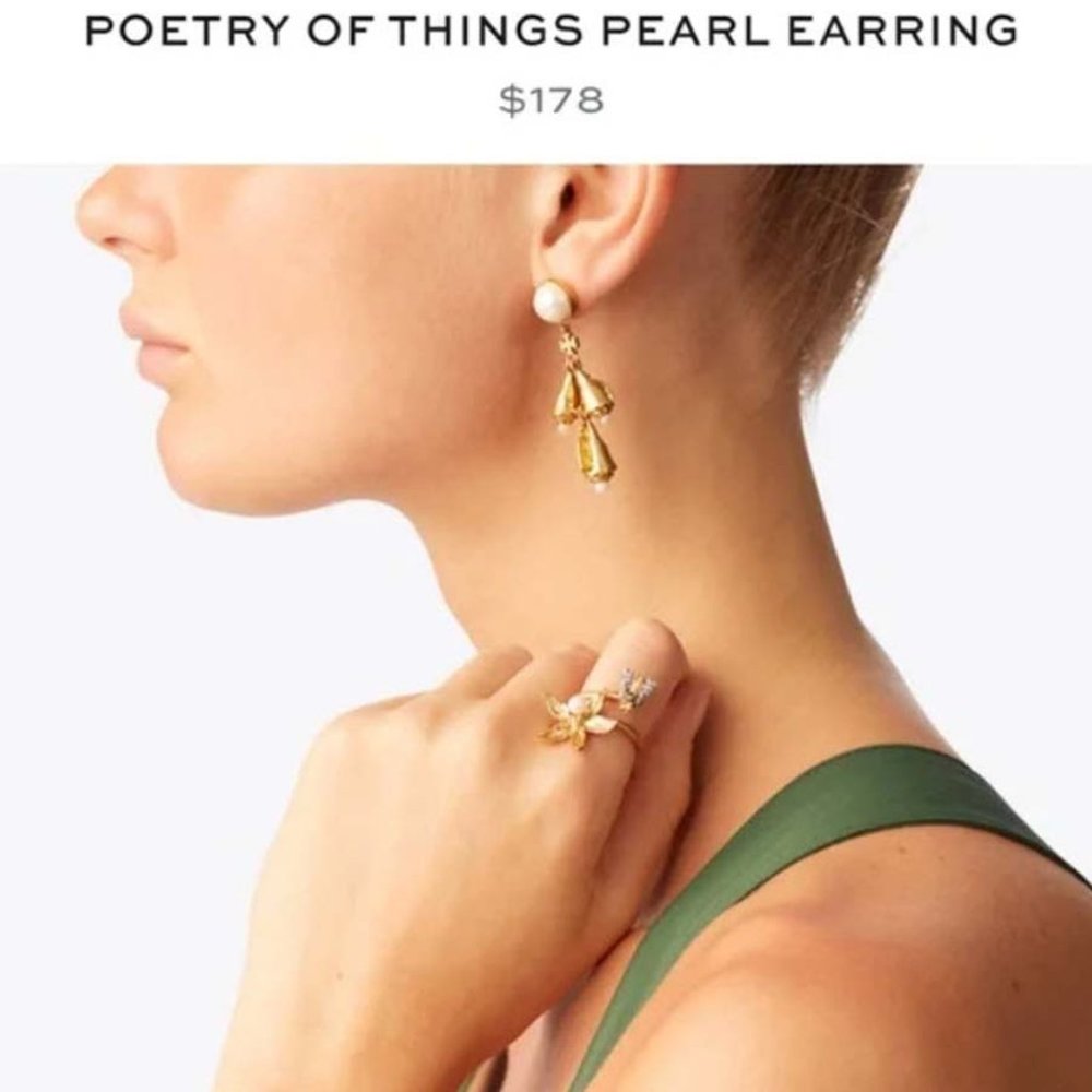 TORY BURCH Poetry of Things Pearl Shell Earrings NWOT - Picture 2 of 8